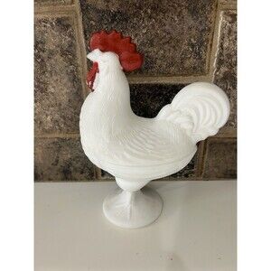 VINTAGE Westmoreland Milk Glass Rooster Covered Candy Dish